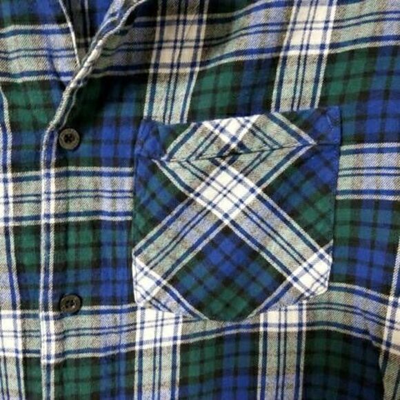 PENDLETON Blue Green Plaid Button Front Shirt LARGE - Picture 3 of 7